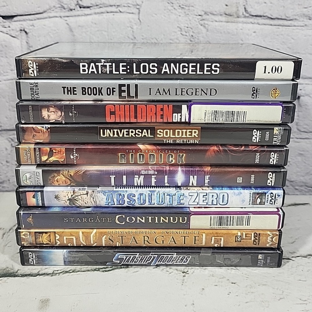 Science Fiction Movies DVD Lot Of 10 Children Of Men‎ Riddick Stargate Book Eli